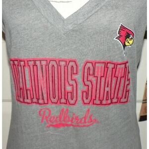 Rivalry Threads Women's Illinois State‎ Redbirds V-neck T-Shirt Grey/Red Medium
